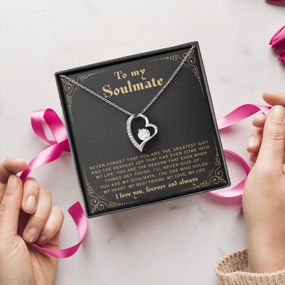 litzzy To My Soulmate - You Are The Greatest Gift - Forever Love Necklace - Necklace Gift For Her, Wife, Girlfriend, Anniversary, Wedding, Valentine, Birthday with Message Card Jewelry   