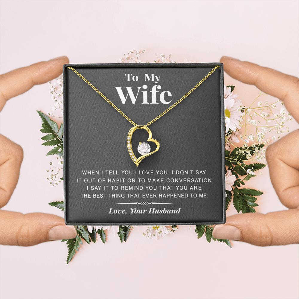 litzzy To my Wife - The best thing - Gift For Valentine, Birthday, Anniversary Forever Love Necklace - Necklace Gift For Her, Wife, Girlfriend, Anniversary, Wedding, Valentine, Birthday with Message Card Jewelry   