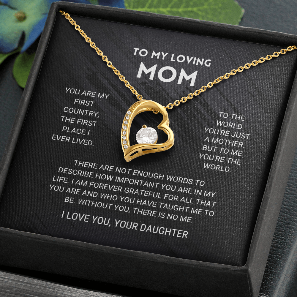 litzzy Mom - Forever Love Necklace From Daughter - Litzzy Mother's Day Gifts Necklace Jewelry 18k Yellow Gold Finish Standard Box 