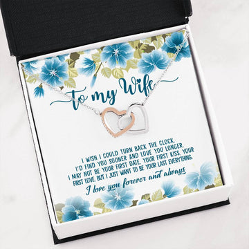 litzzy To my Wife Birthday Anniversary or any Occasion Gifts - Interlocking Heart Necklace - Necklace Gift For Her, Wife, Girlfriend, Anniversary, Wedding, Valentine, Birthday with Message Card Jewelry   