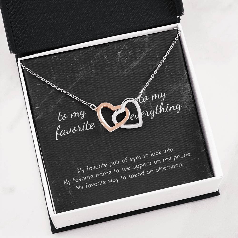 litzzy To My Favorite, To My Everything Interlocking Hearts Necklace - Gifts For Wife Necklace Valentines Day Custom Made Romantic Gift For My Best Wife Ever Jewelry   
