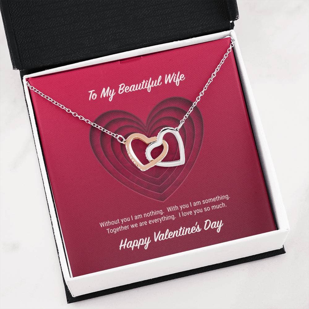 litzzy To My Beautiful Wife Valentine's Day Interlocking Hearts Necklace - Gifts For Wife Necklace Valentines Day Custom Made Romantic Gift For My Best Wife Ever Jewelry   