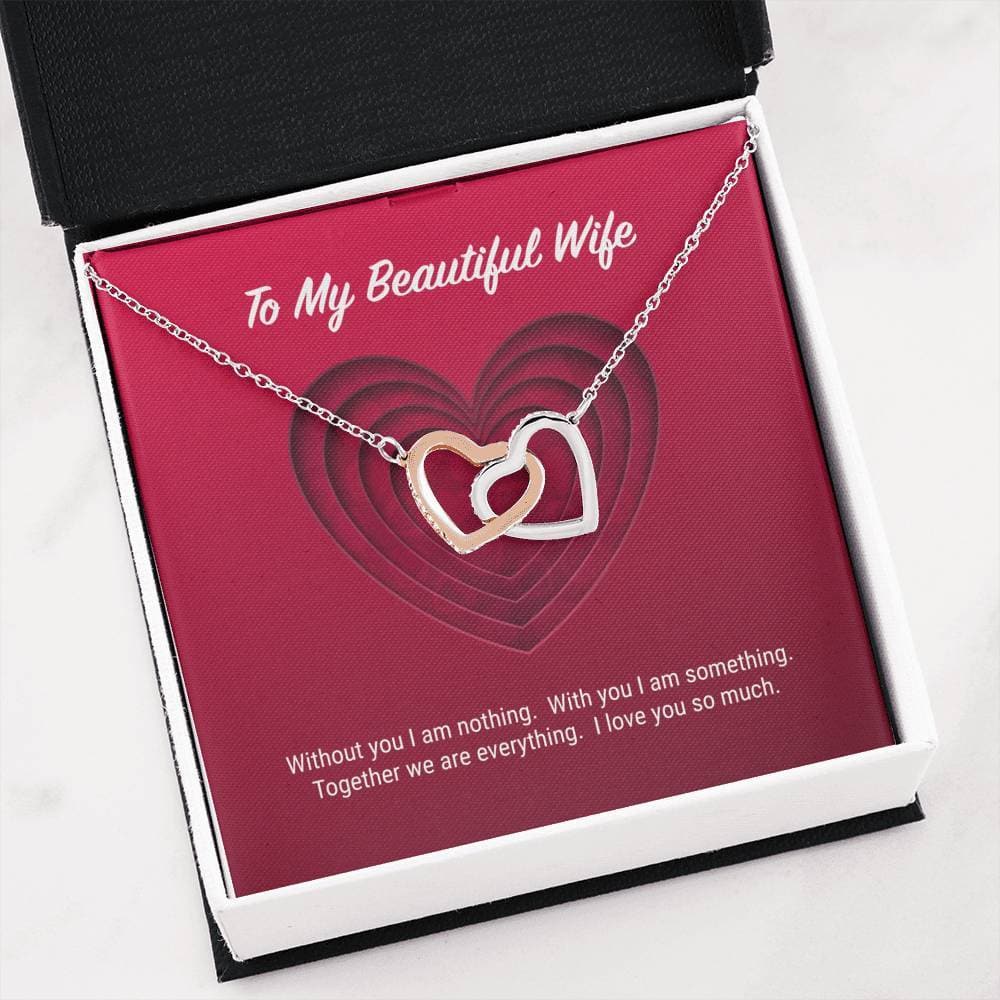 litzzy To My Beautiful Wife Interlocking Hearts Necklace - Gifts For Wife Necklace Valentines Day Custom Made Romantic Gift For My Best Wife Ever Jewelry   