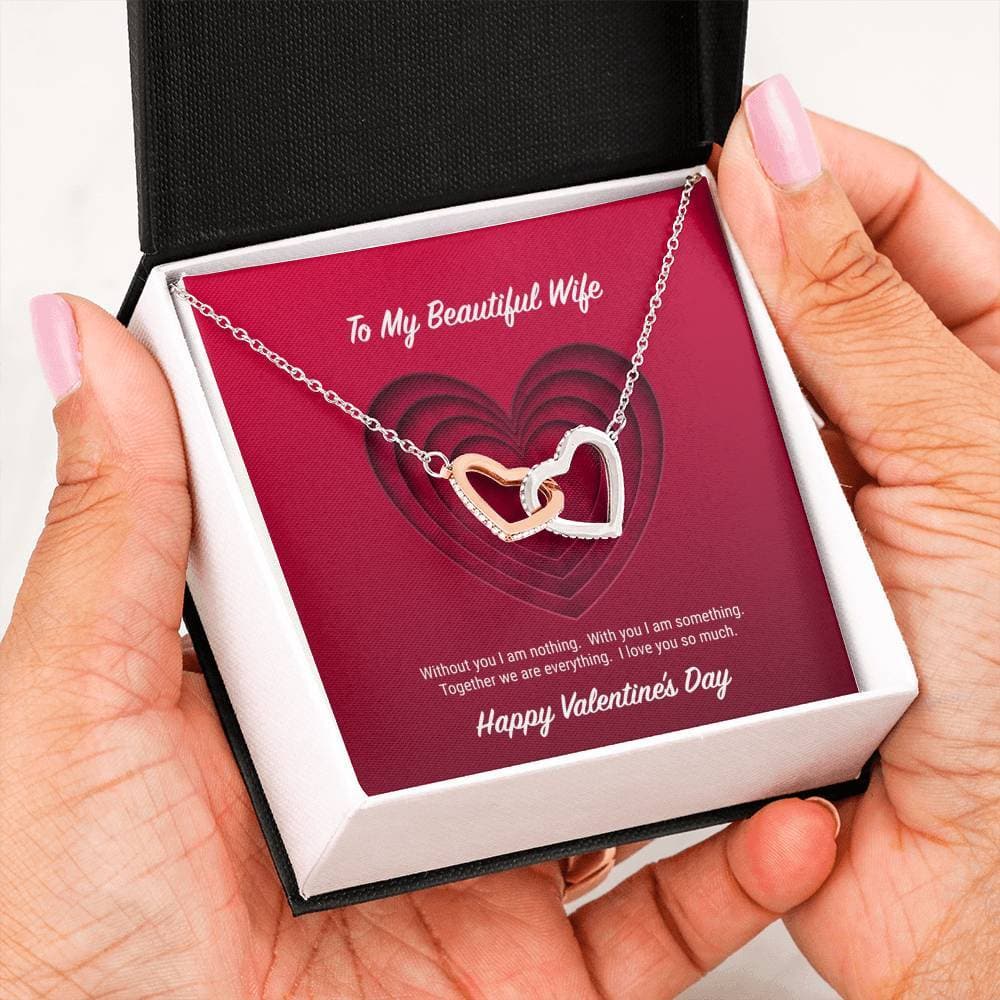 litzzy To My Beautiful Wife Valentine's Day Interlocking Hearts Necklace - Gifts For Wife Necklace Valentines Day Custom Made Romantic Gift For My Best Wife Ever Jewelry   