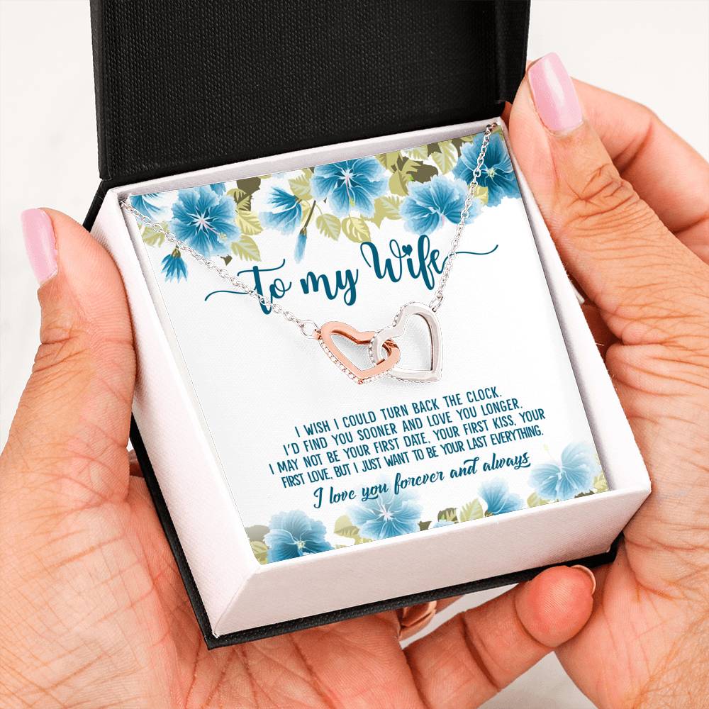 litzzy To my Wife Birthday Anniversary or any Occasion Gifts - Interlocking Heart Necklace - Necklace Gift For Her, Wife, Girlfriend, Anniversary, Wedding, Valentine, Birthday with Message Card Jewelry Interlocking Heart Necklace  