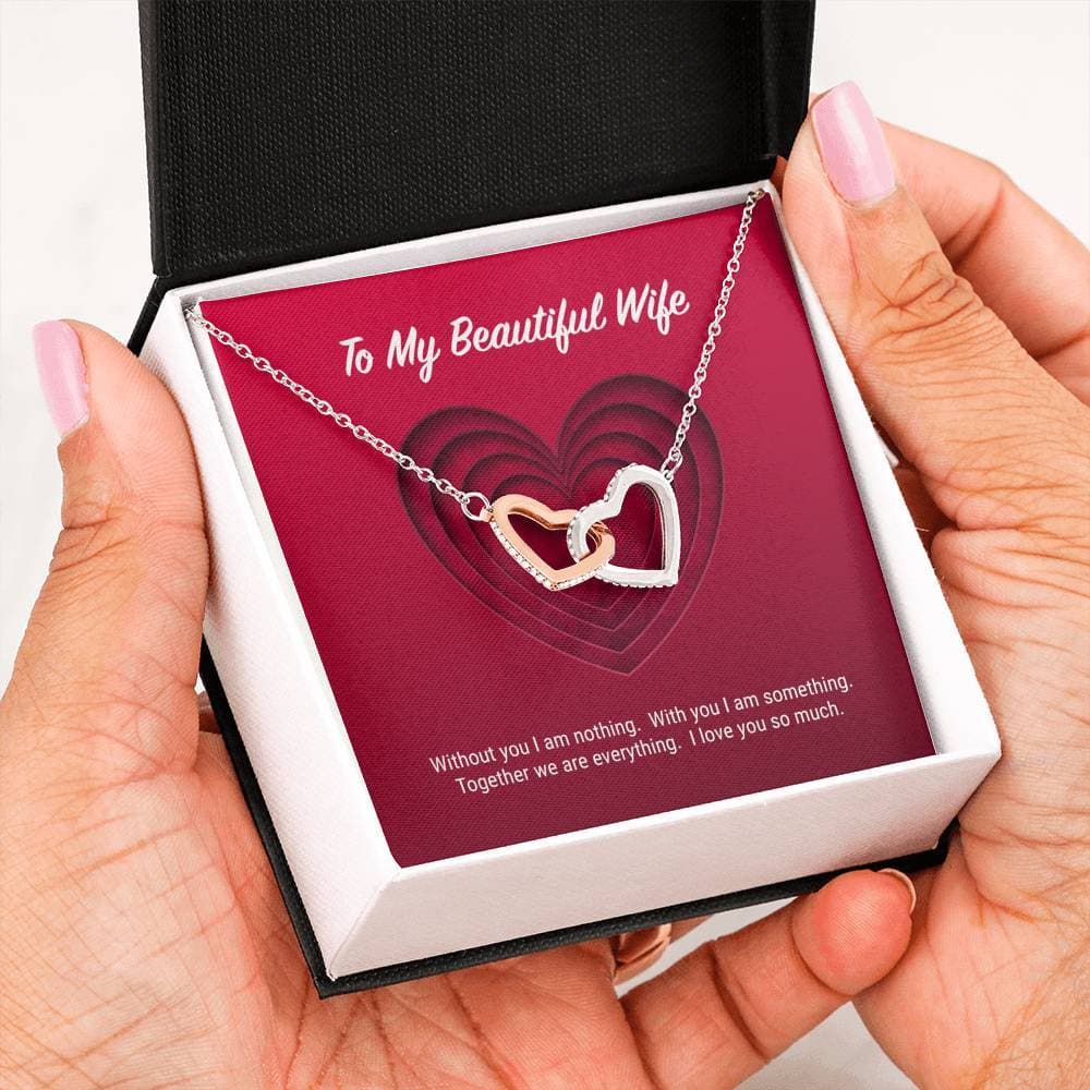 litzzy To My Beautiful Wife Interlocking Hearts Necklace - Gifts For Wife Necklace Valentines Day Custom Made Romantic Gift For My Best Wife Ever Jewelry   