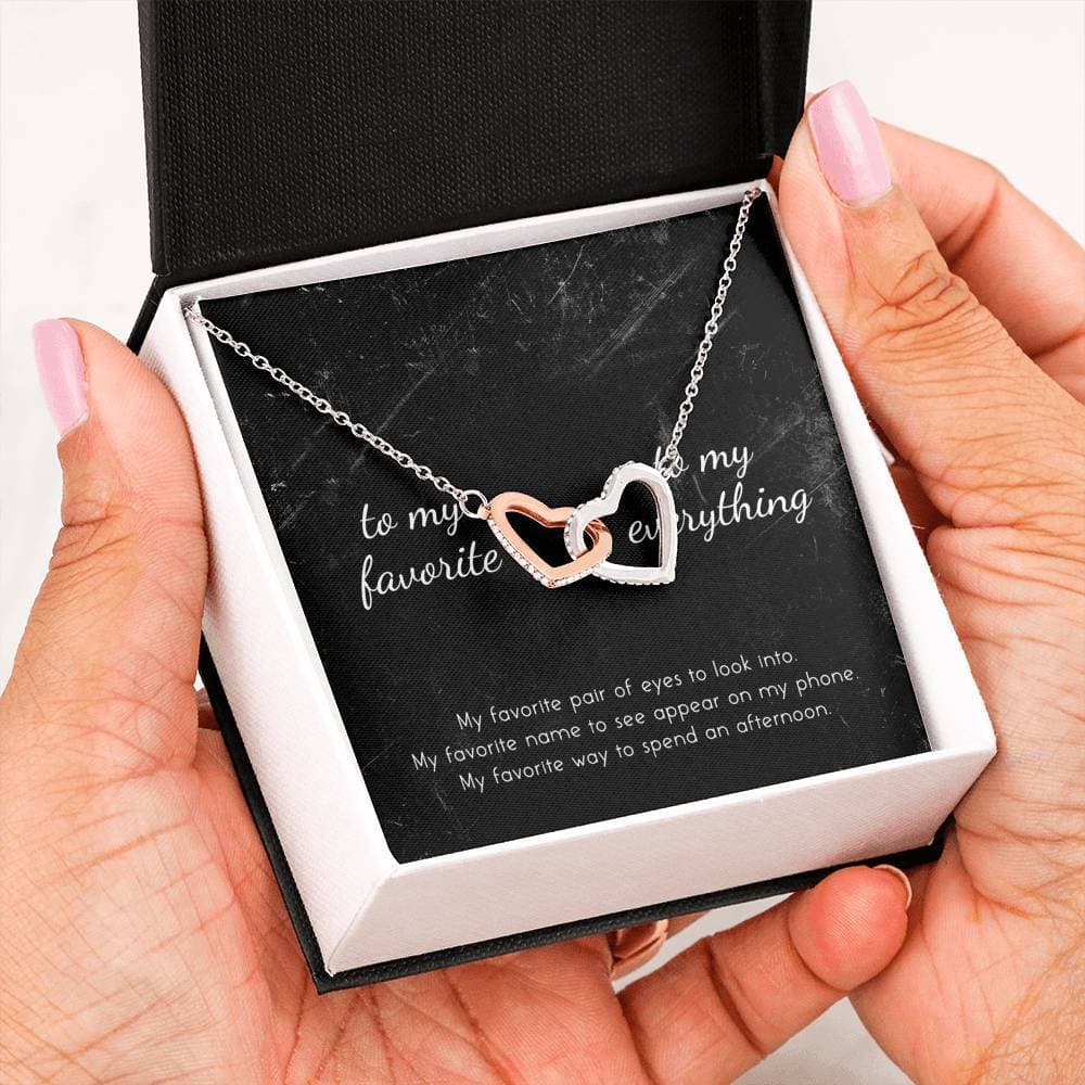 litzzy To My Favorite, To My Everything Interlocking Hearts Necklace - Gifts For Wife Necklace Valentines Day Custom Made Romantic Gift For My Best Wife Ever Jewelry   