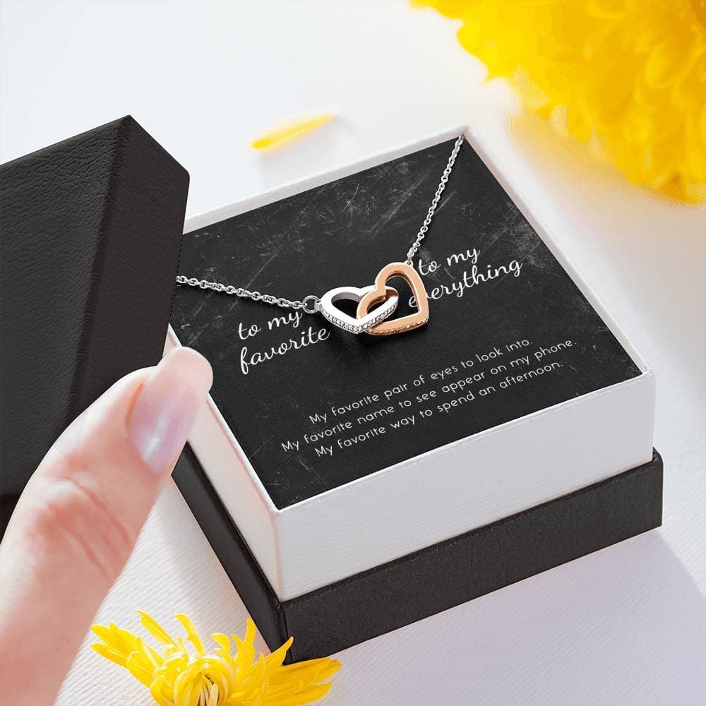 litzzy To My Favorite, To My Everything Interlocking Hearts Necklace - Gifts For Wife Necklace Valentines Day Custom Made Romantic Gift For My Best Wife Ever Jewelry   