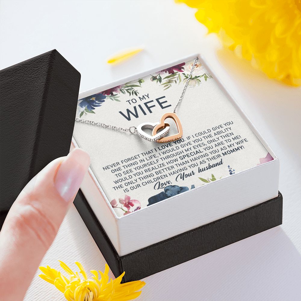 litzzy To My Wife, The Only Thing Better Than Having You As My Wife Is Our Children Having You As Their Mommy - Interlocking Heart Necklace - Necklace Gift For Her, Wife, Girlfriend, Anniversary, Wedding, Valentine, Birthday with Message Card Jewelry   