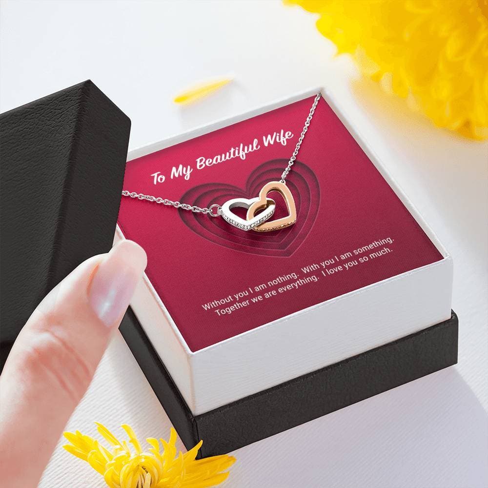 litzzy To My Beautiful Wife Interlocking Hearts Necklace - Gifts For Wife Necklace Valentines Day Custom Made Romantic Gift For My Best Wife Ever Jewelry   