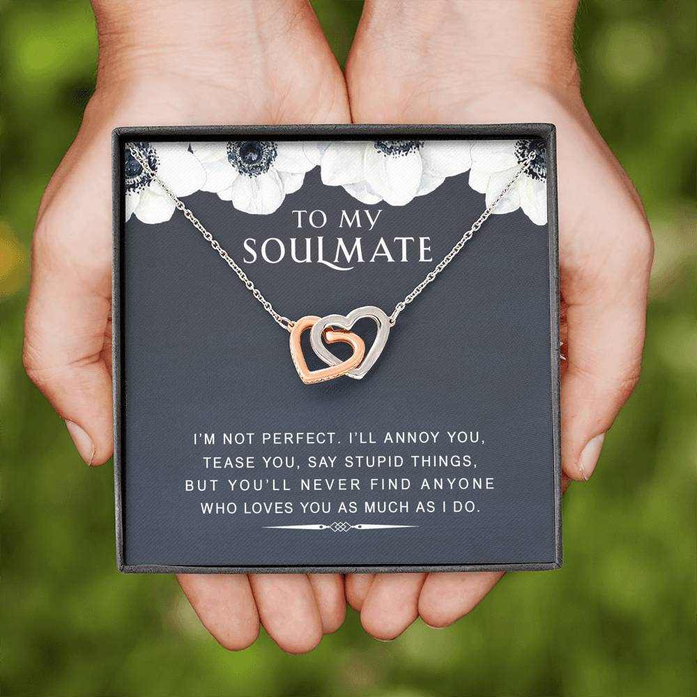 litzzy To my Soulmate - I’m Not Perfect - Gift For Valentine, Mother's Day, Birthday, Anniversary - Necklace Gift For Her, Wife, Girlfriend, Anniversary, Wedding, Valentine, Birthday with Message Card Jewelry   
