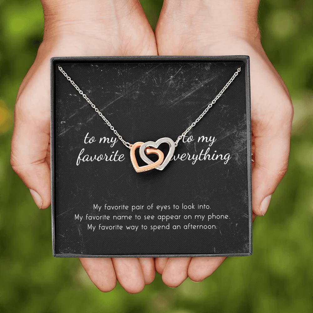 litzzy To My Favorite, To My Everything Interlocking Hearts Necklace - Gifts For Wife Necklace Valentines Day Custom Made Romantic Gift For My Best Wife Ever Jewelry   