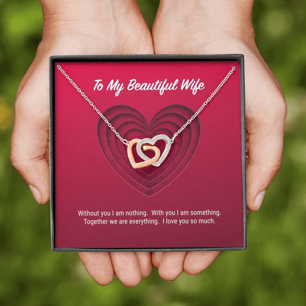 litzzy To My Beautiful Wife Interlocking Hearts Necklace - Gifts For Wife Necklace Valentines Day Custom Made Romantic Gift For My Best Wife Ever Jewelry   