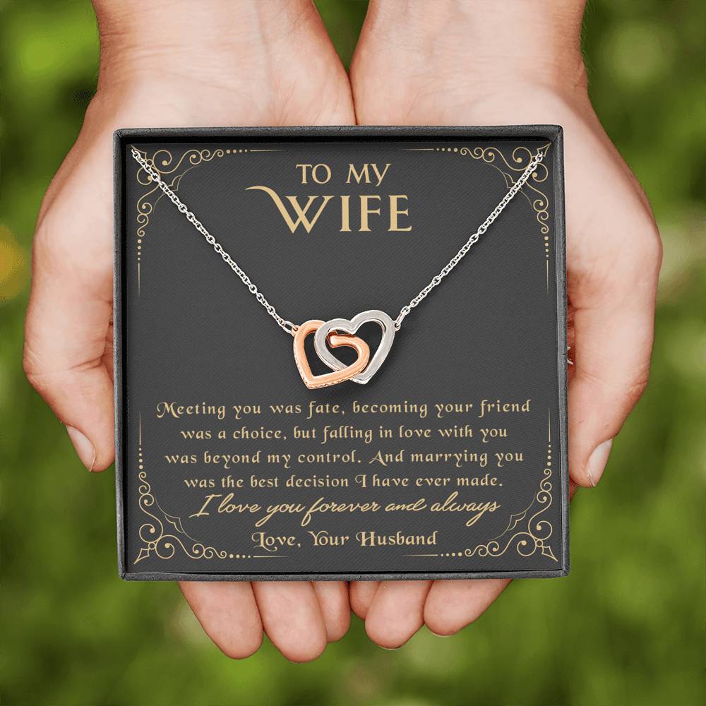 litzzy To My Wife - Meeting You Was Fate - Necklace Gift For Her, Wife, Girlfriend, Anniversary, Wedding, Valentine, Birthday with Message Card Jewelry   