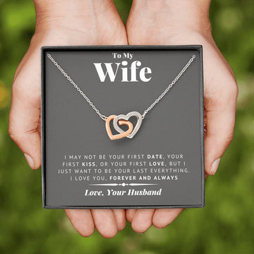 litzzy To My Wife - Last Everything Interlocking Heart Necklace - Necklace Gift For Her, Wife, Girlfriend, Anniversary, Wedding, Valentine, Birthday with Message Card Jewelry   