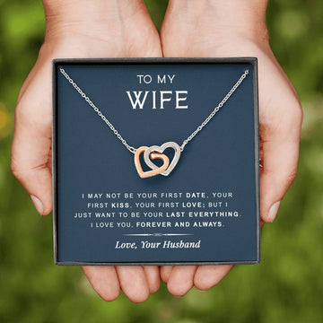 litzzy To My Wife - Last Everything - Gift For Birthday, Anniversary - Interlocking Heart Necklace - Necklace Gift For Her, Wife, Girlfriend, Anniversary, Wedding, Valentine, Birthday with Message Card Jewelry   