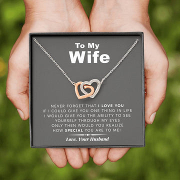 litzzy To My Wife Never Forget That I Love You - Litzzy Interlocking Heart Necklace - Necklace Gift For Wife, Girlfriend, Anniversary, Valentine, Birthday with Message Card Jewelry   