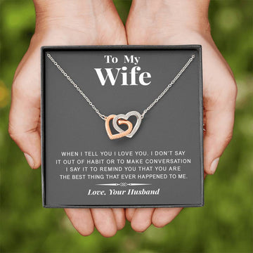 litzzy To my Wife - The best thing - Gift For Valentine, Birthday, Anniversary - Interlocking Heart Necklace - Necklace Gift For Her, Wife, Girlfriend, Anniversary, Wedding, Valentine, Birthday with Message Card Jewelry   