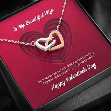 litzzy To My Beautiful Wife Valentine's Day Interlocking Hearts Necklace - Gifts For Wife Necklace Valentines Day Custom Made Romantic Gift For My Best Wife Ever Jewelry Standard Box  