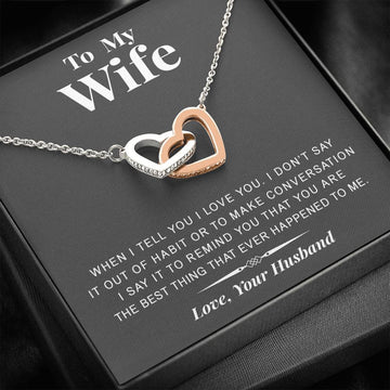 litzzy To my Wife - The best thing - Gift For Valentine, Birthday, Anniversary - Interlocking Heart Necklace - Necklace Gift For Her, Wife, Girlfriend, Anniversary, Wedding, Valentine, Birthday with Message Card Jewelry Standard Box  
