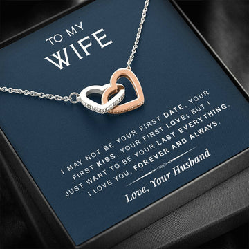 litzzy To My Wife - Last Everything - Gift For Birthday, Anniversary - Interlocking Heart Necklace - Necklace Gift For Her, Wife, Girlfriend, Anniversary, Wedding, Valentine, Birthday with Message Card Jewelry Standard Box  