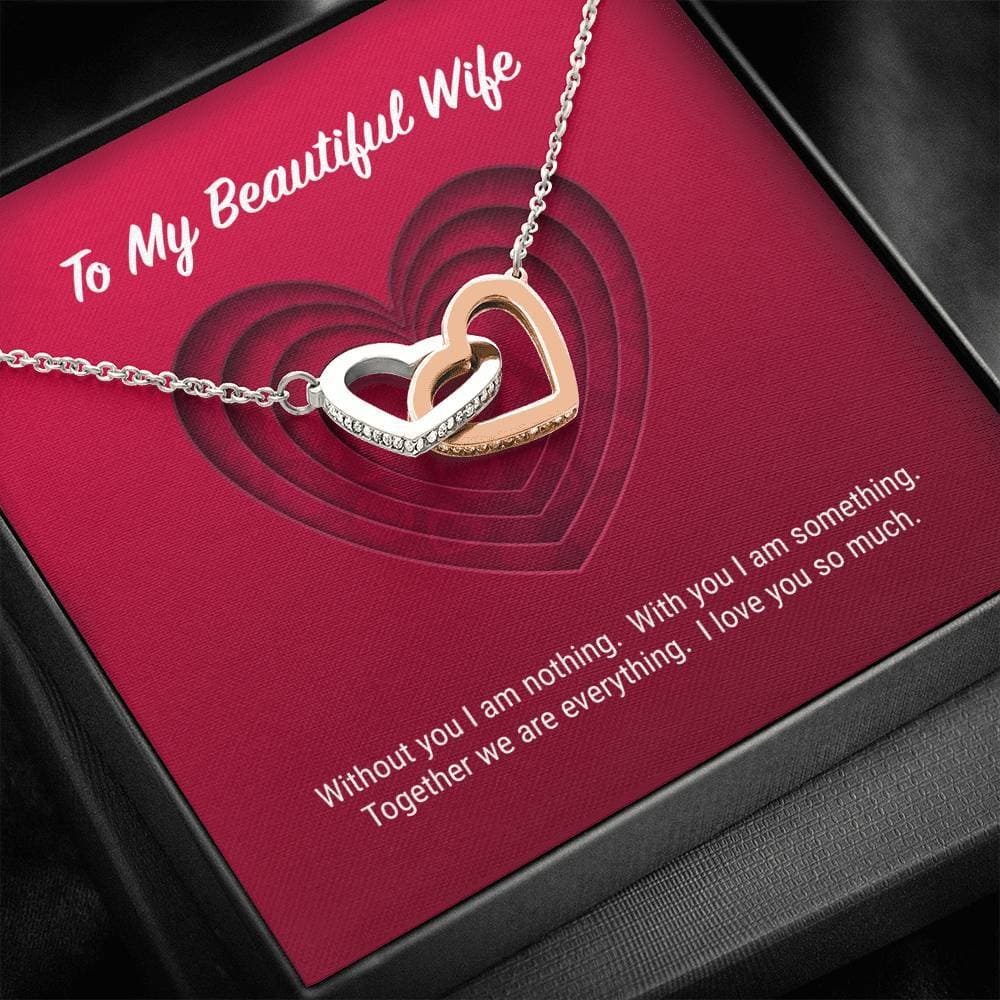 litzzy To My Beautiful Wife Interlocking Hearts Necklace - Gifts For Wife Necklace Valentines Day Custom Made Romantic Gift For My Best Wife Ever Jewelry Standard Box  