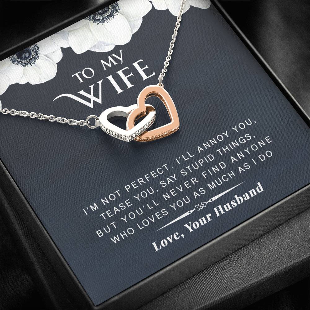 litzzy To my Wife - I’m Not Perfect - Gift For Valentine, Mother's Day, Birthday, Anniversary. - Necklace Gift For Her, Wife, Girlfriend, Anniversary, Wedding, Valentine, Birthday with Message Card Jewelry   