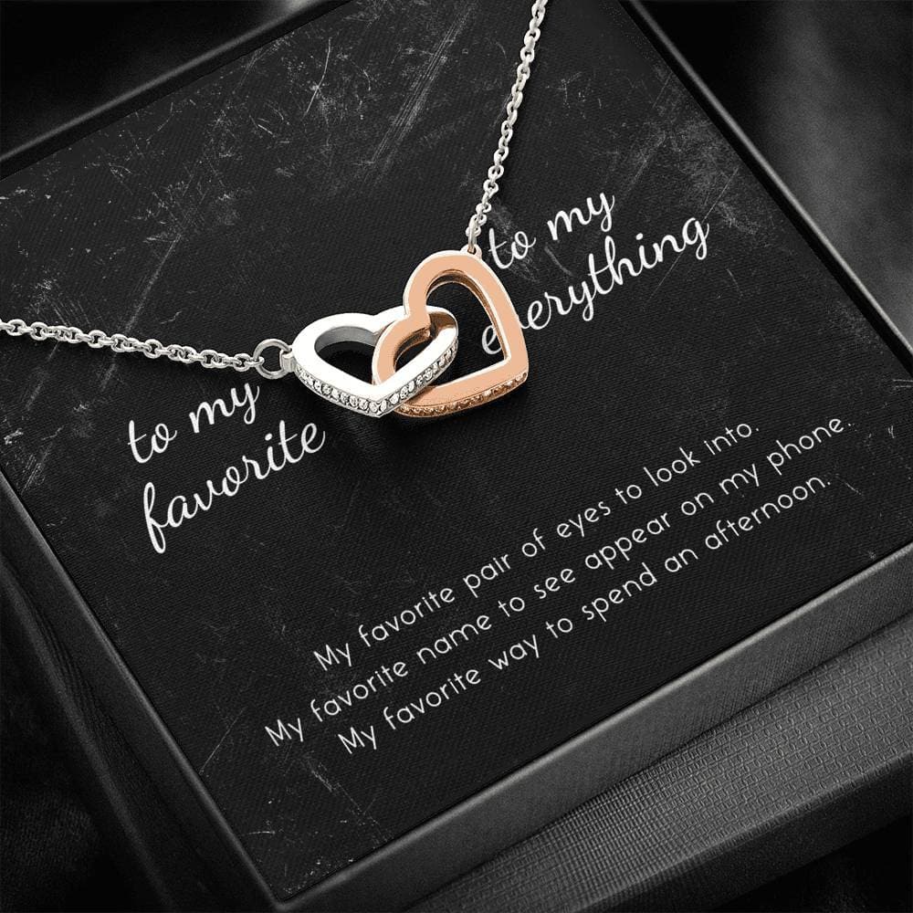 litzzy To My Favorite, To My Everything Interlocking Hearts Necklace - Gifts For Wife Necklace Valentines Day Custom Made Romantic Gift For My Best Wife Ever Jewelry Standard Box  