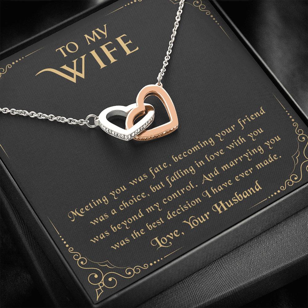 litzzy To My Wife - Meeting You Was Fate - Necklace Gift For Her, Wife, Girlfriend, Anniversary, Wedding, Valentine, Birthday with Message Card Jewelry Standard Box  