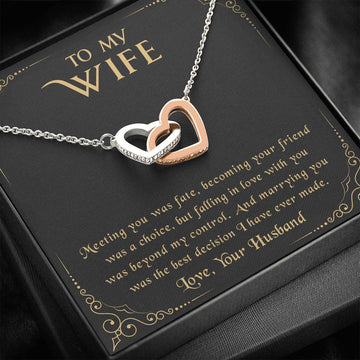litzzy To My Wife - Meeting You Was Fate - Necklace Gift For Her, Wife, Girlfriend, Anniversary, Wedding, Valentine, Birthday with Message Card Jewelry Standard Box  