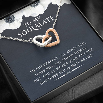 litzzy To my Soulmate - I’m Not Perfect - Gift For Valentine, Mother's Day, Birthday, Anniversary - Necklace Gift For Her, Wife, Girlfriend, Anniversary, Wedding, Valentine, Birthday with Message Card Jewelry Standard Box  