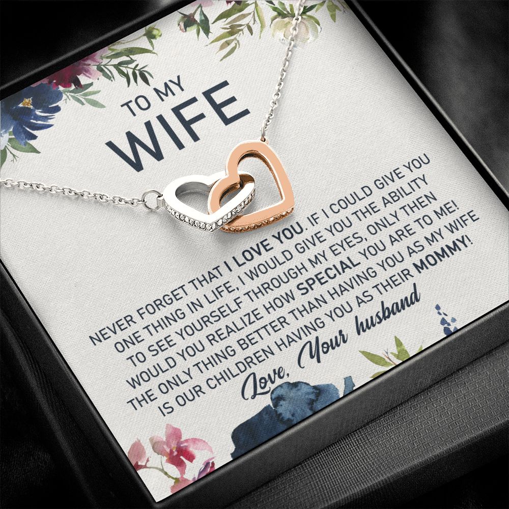 litzzy To My Wife, The Only Thing Better Than Having You As My Wife Is Our Children Having You As Their Mommy - Interlocking Heart Necklace - Necklace Gift For Her, Wife, Girlfriend, Anniversary, Wedding, Valentine, Birthday with Message Card Jewelry Standard Box  