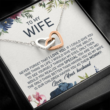 litzzy To My Wife, The Only Thing Better Than Having You As My Wife Is Our Children Having You As Their Mommy - Interlocking Heart Necklace - Necklace Gift For Her, Wife, Girlfriend, Anniversary, Wedding, Valentine, Birthday with Message Card Jewelry Standard Box  