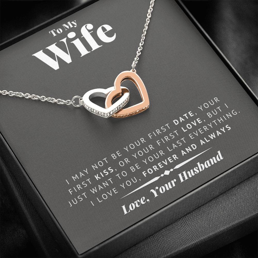 litzzy To My Wife - Last Everything Interlocking Heart Necklace - Necklace Gift For Her, Wife, Girlfriend, Anniversary, Wedding, Valentine, Birthday with Message Card Jewelry   