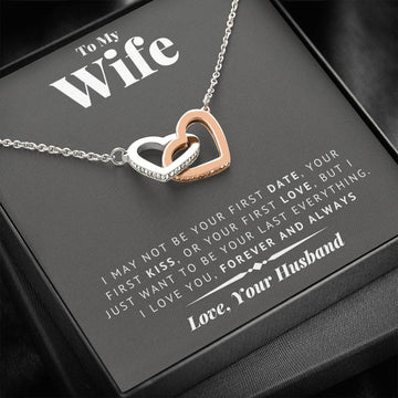 litzzy To My Wife - Last Everything Interlocking Heart Necklace - Necklace Gift For Her, Wife, Girlfriend, Anniversary, Wedding, Valentine, Birthday with Message Card Jewelry   