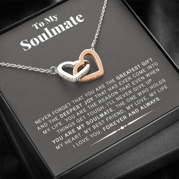 litzzy To My Soulmate - You are the greatest gift - Interlocking Heart Necklace - Necklace Gift For Her, Wife, Girlfriend, Anniversary, Wedding, Valentine, Birthday with Message Card Jewelry Standard Box  