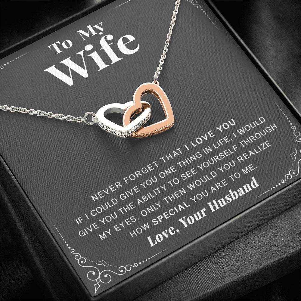 litzzy To my Wife - Never forget that I love you - Litzzy Interlocking Heart Necklace - Gift For Wife, Girlfriend, Anniversary, Valentine, Birthday with Message Card Jewelry Standard Box  