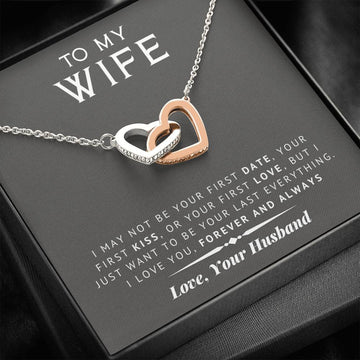 litzzy To My Wife - Last Everything - Gift For Valentine, Birthday, Anniversary - Interlocking Heart Necklace - Necklace Gift For Her, Wife, Girlfriend, Anniversary, Wedding, Valentine, Birthday with Message Card Jewelry Standard Box  