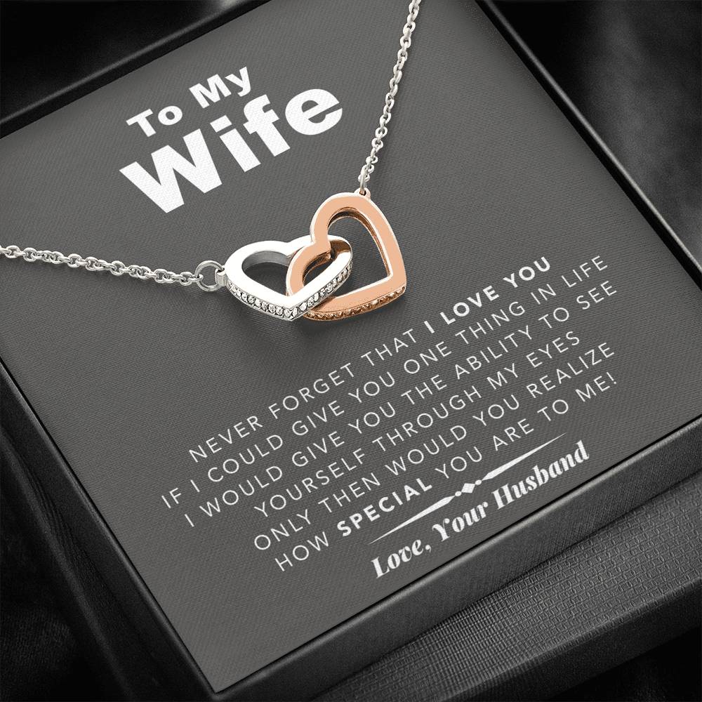 litzzy To My Wife Never Forget That I Love You - Litzzy Interlocking Heart Necklace - Necklace Gift For Wife, Girlfriend, Anniversary, Valentine, Birthday with Message Card Jewelry   