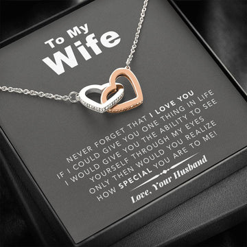 litzzy To My Wife Never Forget That I Love You - Litzzy Interlocking Heart Necklace - Necklace Gift For Wife, Girlfriend, Anniversary, Valentine, Birthday with Message Card Jewelry   