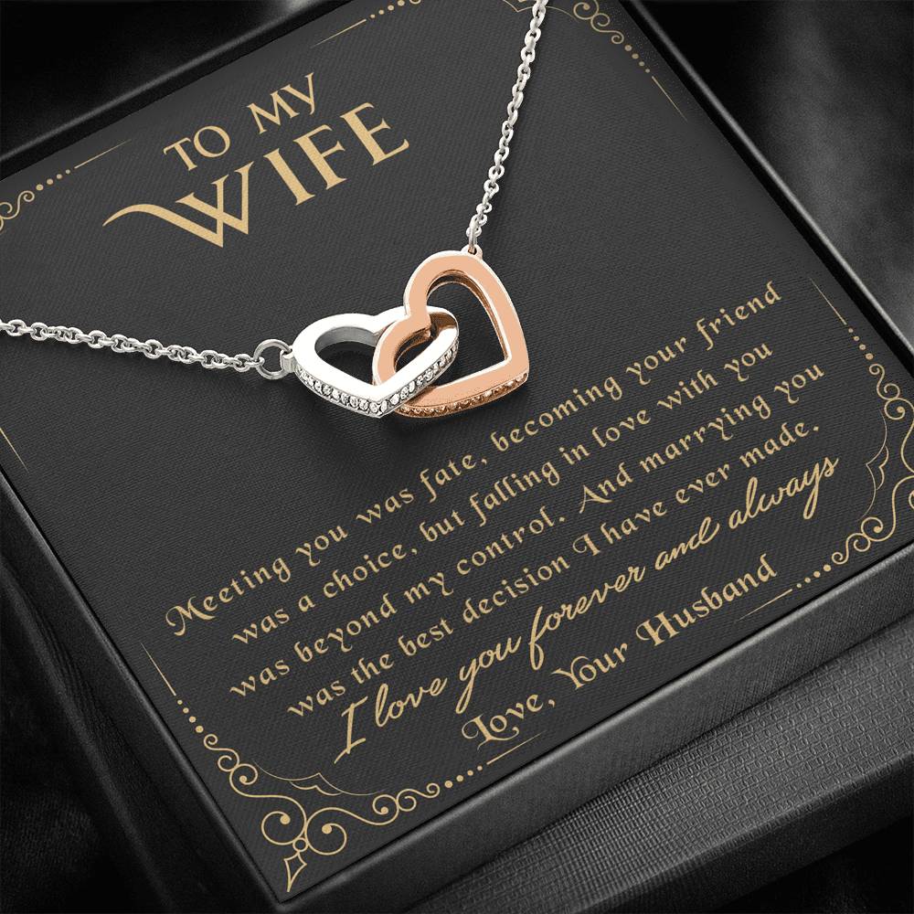 litzzy To My Wife - Meeting You Was Fate - Necklace Gift For Her, Wife, Girlfriend, Anniversary, Wedding, Valentine, Birthday with Message Card Jewelry Standard Box  