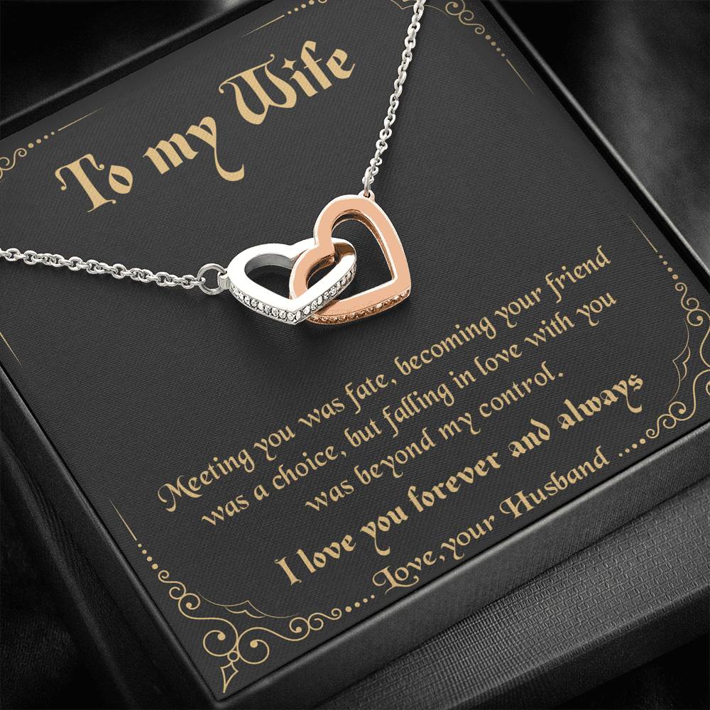 litzzy To my Wife - Meeting you was fate Interlocking Heart Necklace - Necklace Gift For Her, Wife, Girlfriend, Anniversary, Wedding, Valentine, Birthday with Message Card Jewelry   