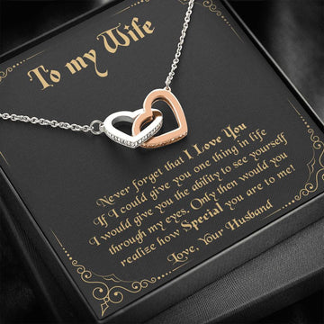 litzzy To My Wife Never Forget That I Love You - Wife Appreciation Day Gift Interlocking Heart Necklace - Necklace Gift For Her, Wife, Girlfriend, Anniversary, Wedding, Valentine, Birthday with Message Card Jewelry   