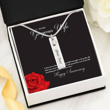 litzzy To My Gorgeous Wife Happy Anniversary Birthstone Name Necklace - Gifts For Wife Necklace Valentines Day Custom Made Romantic Gift For My Best Wife Ever Jewelry Default Title  