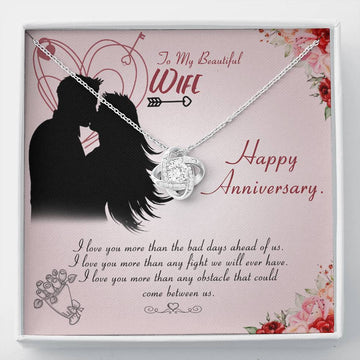 litzzy To My Beautiful Wife Happy Anniversary Love Knot Necklace - Gifts For Wife Necklace Valentines Day Custom Made Romantic Gift For My Best Wife Ever Jewelry Standard Box  