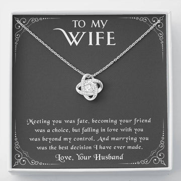 litzzy To my Wife - Meeting you was fate - Love Knot - Necklace Gift For Her, Wife, Girlfriend, Anniversary, Wedding, Valentine, Birthday with Message Card Jewelry Standard Box  