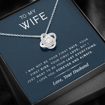 litzzy To My Wife - Last Everything - Gift For Birthday, Anniversary - Love Knot - Necklace Gift For Her, Wife, Girlfriend, Anniversary, Wedding, Valentine, Birthday with Message Card Jewelry Standard Box  