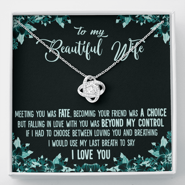 litzzy To my Wife, Falling in love with you was beyond my control Love Knot - Necklace Gift For Her, Wife, Girlfriend, Anniversary, Wedding, Valentine, Birthday with Message Card Jewelry Default Title  
