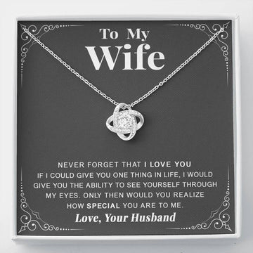 litzzy To my Wife - Never forget that I love you - Love Knot - Necklace Gift For Her, Wife, Girlfriend, Anniversary, Wedding, Valentine, Birthday with Message Card Jewelry Standard Box  