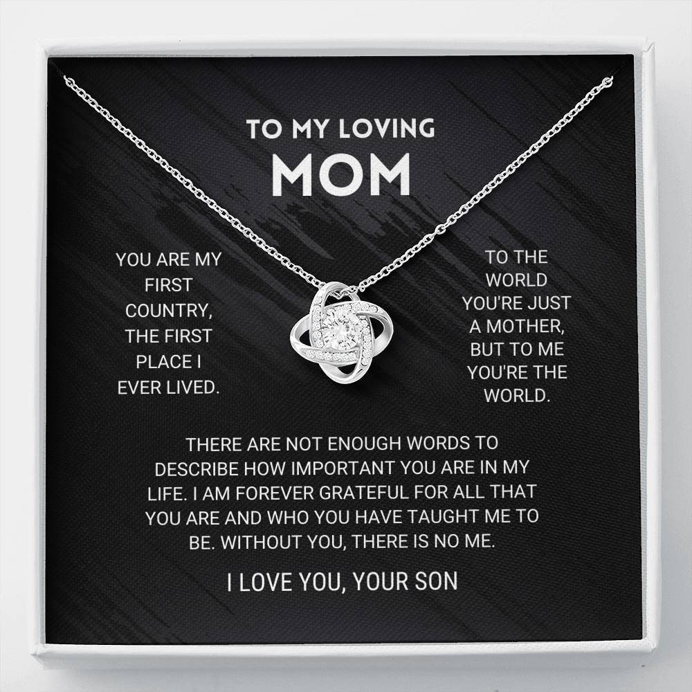 litzzy Mom - You're The World - Love Knot Necklace From Son - Litzzy Mother's Day Gifts Necklace Jewelry Classic Two Tone  